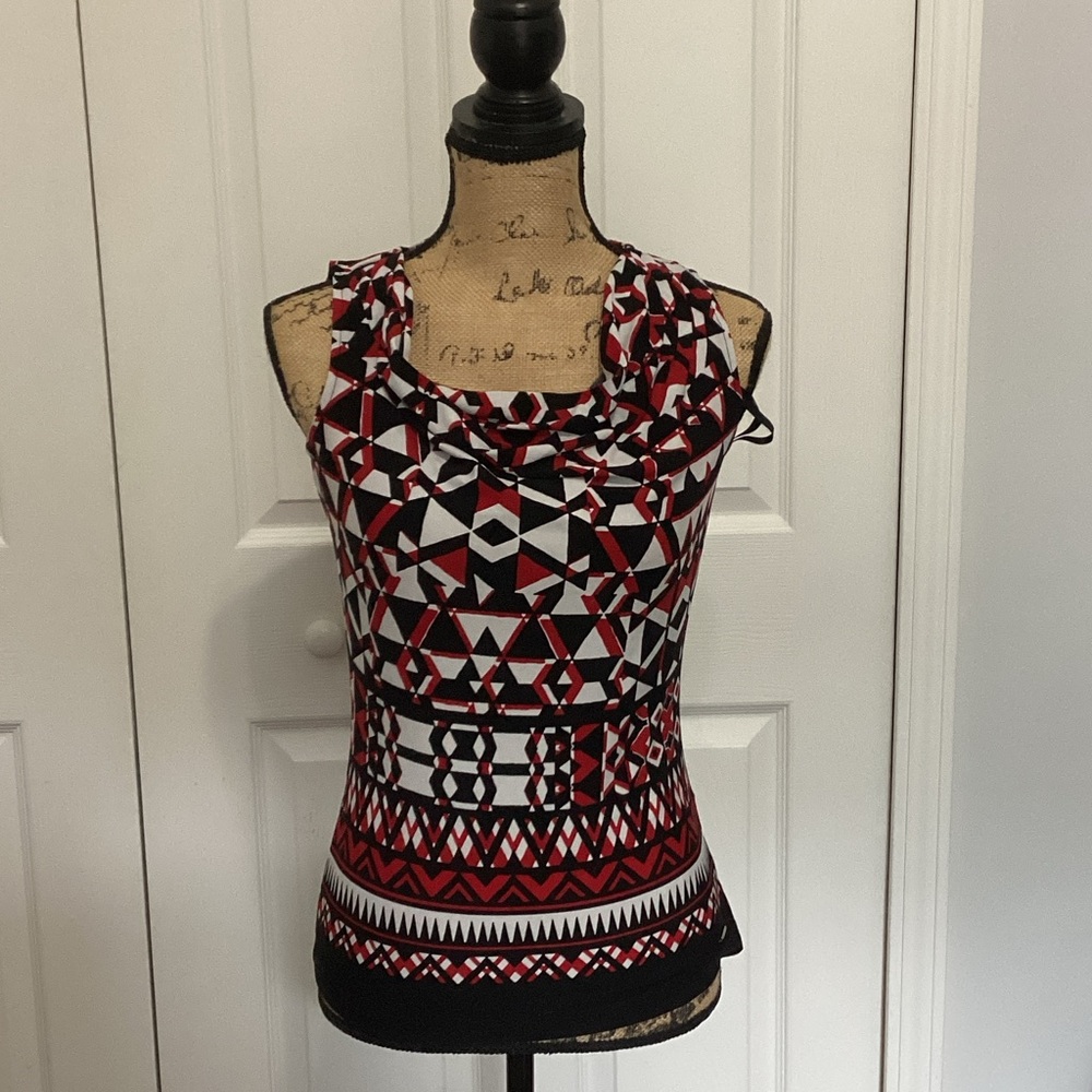 Calvin Klein Red and Black Geometric Tank Top